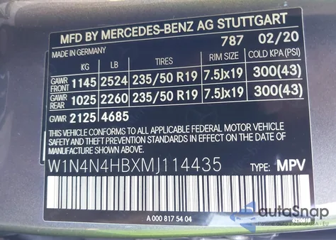 2021 Mercedes-Benz Gla 250 4Matic from USA, damaged, VIN W1N4N4HBXMJ114435